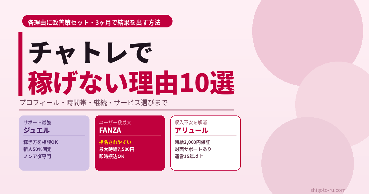 チャトレで稼げない理由10選と改善策【稼げない人から稼げる人に変わる方法】