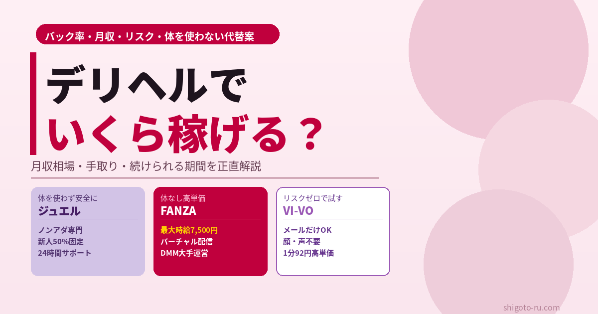 デリヘルの稼ぎはいくら？バック率・日給・月収と体を使わない代替案【2026年最新】