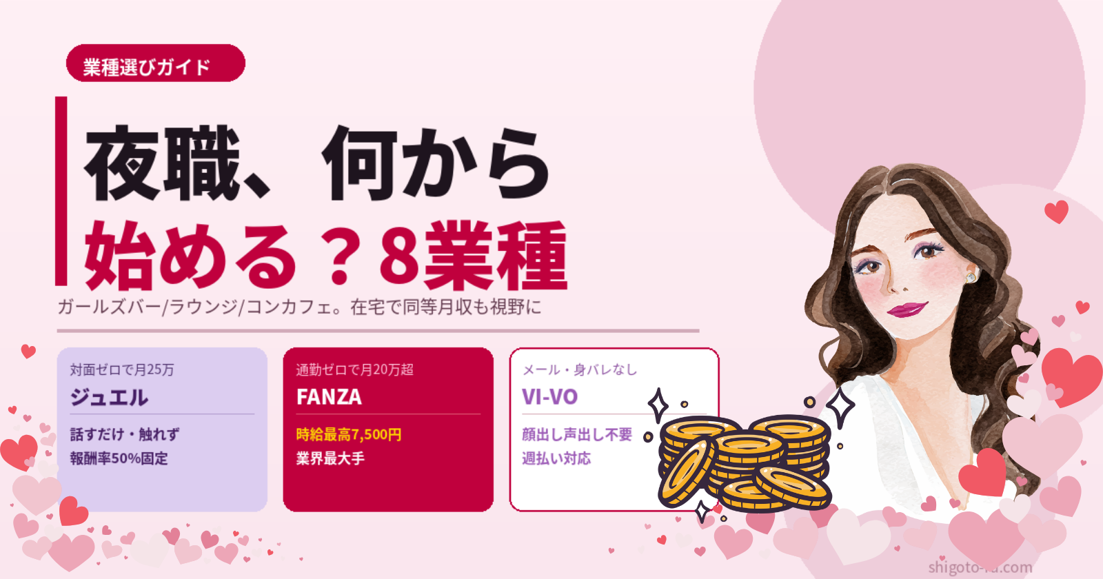 夜職初心者おすすめ8業種｜ガールズバー・会員制ラウンジ・コンカフェの選び方【2026年最新】